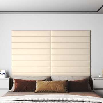 Painel de Parede 12 pcs 90x15 cm Veludo 1,62 M² Cor Creme