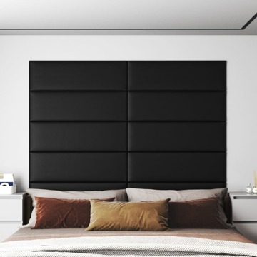 Painel de Parede 12 pcs 90x30 cm Couro Artificial 3,24 M² Preto