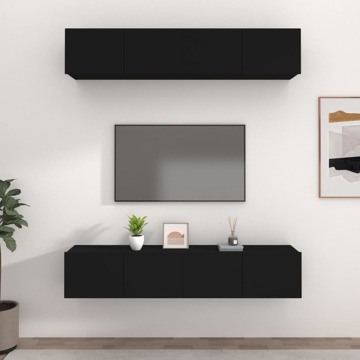 Móveis de Tv 4 pcs 80x30x30 cm Derivados de Madeira Preto