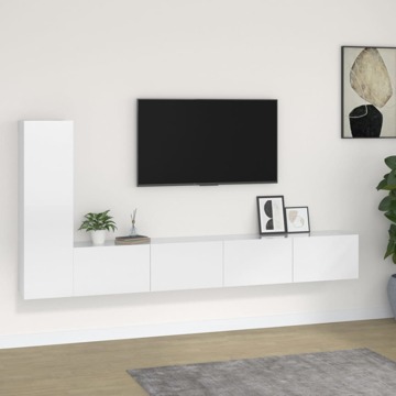 Conjunto Móveis de Tv Madeira Processada Branco Brilhante 3 pcs