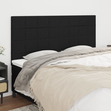 Cabeceira de Cama 4 pcs Tecido 80x5x78/88 cm Preto