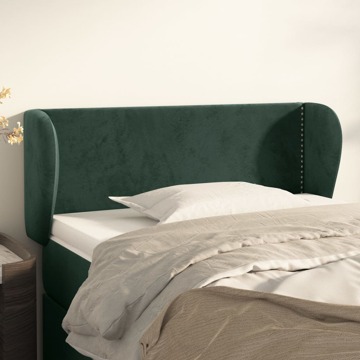 Cabeceira de Cama C/ Abas Veludo 93x23x78/88 cm Verde-escuro