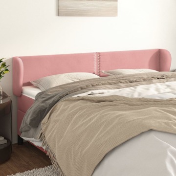 Cabeceira de Cama C/ Abas Veludo 203x23x78/88 cm Rosa