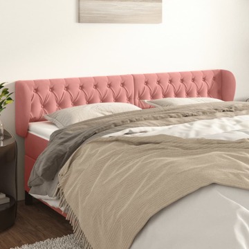 Cabeceira de Cama C/ Abas Veludo 183x23x78/88 cm Rosa