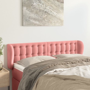 Cabeceira de Cama C/ Abas Veludo 147x23x78/88 cm Rosa