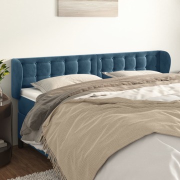 Cabeceira de Cama C/ Abas Veludo 163x23x78/88cm Azul-escuro