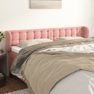 Cabeceira de Cama C/ Abas Veludo 203x23x78/88 cm Rosa