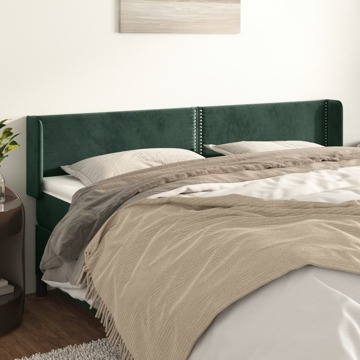 Cabeceira de Cama C/ Abas Veludo 163x16x78/88cm Verde-escuro