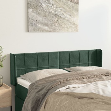 Cabeceira de Cama C/ Abas Tecido 147x16x78/88cm Verde-escuro