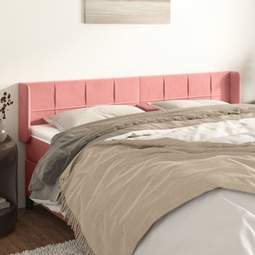 Cabeceira de Cama C/ Abas Veludo 203x16x78/88 cm Rosa