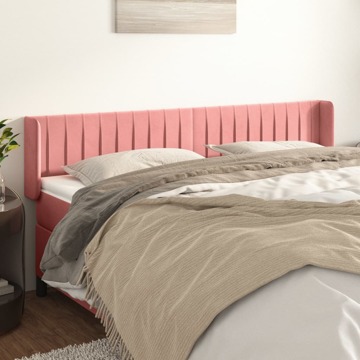 Cabeceira de Cama C/ Abas Veludo 203x16x78/88 cm Rosa