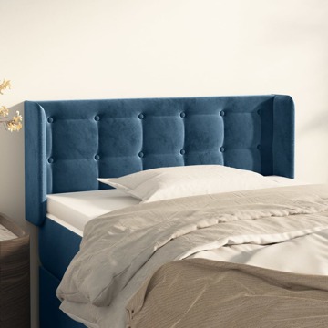 Cabeceira de Cama C/ Abas Veludo 83x16x78/88 cm Azul-escuro