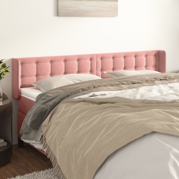 Cabeceira de Cama C/ Abas Veludo 183x16x78/88 cm Rosa