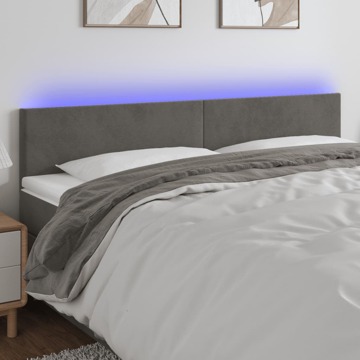 Cabeceira de Cama C/luzes LED Veludo 160x5x78/88cm Cinza-escuro