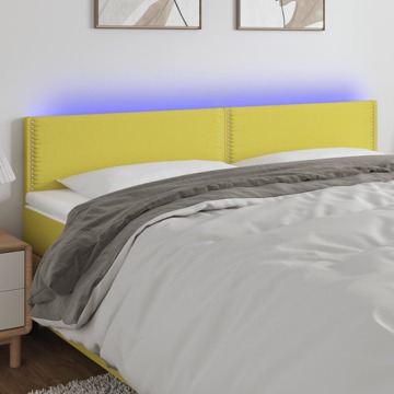 Cabeceira de Cama C/ Luzes LED Tecido 160x5x78/88 cm Verde