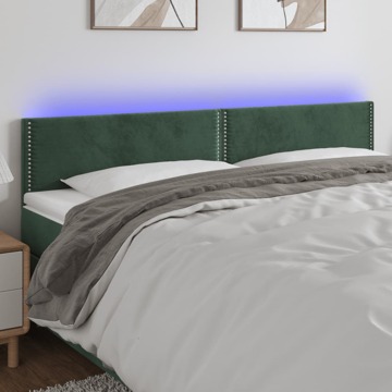 Cabeceira de Cama C/luzes LED Veludo 160x5x78/88cm Verde-escuro