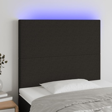 Cabeceira de Cama C/ LED Tecido 90x5x118/128cm Preto