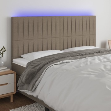 Cabeceira Cama C/ LED Tecido 180x5x118/128 cm Cinza-acastanhado