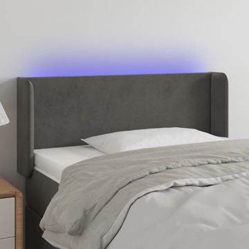 Cabeceira Cama C/ Luzes LED Veludo 83x16x78/88cm Cinza-escuro