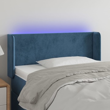 Cabeceira de Cama C/ Luzes LED Veludo 83x16x78/88cm Azul-escuro