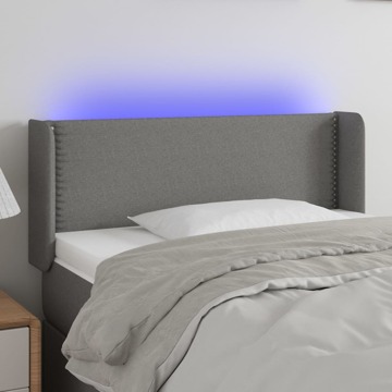 Cabeceira Cama C/ Luzes LED Tecido 83x16x78/88cm Cinza-escuro