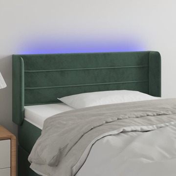 Cabeceira Cama C/ Luzes LED Veludo 83x16x78/88 cm Verde-escuro