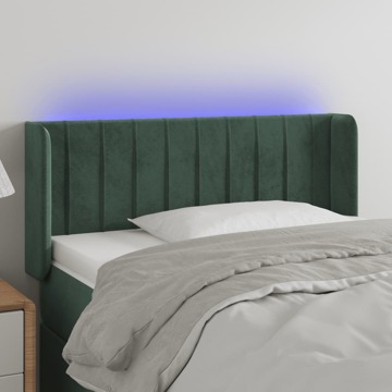 Cabeceira Cama C/ Luzes LED Veludo 83x16x78/88 cm Verde-escuro