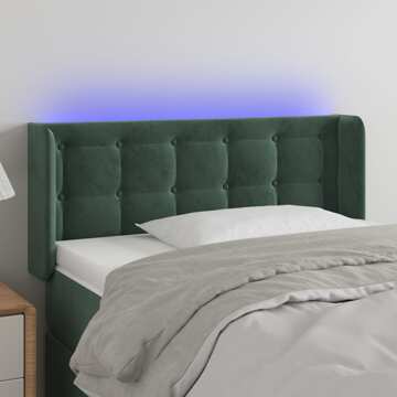 Cabeceira Cama C/ Luzes LED Veludo 83x16x78/88 cm Verde-escuro