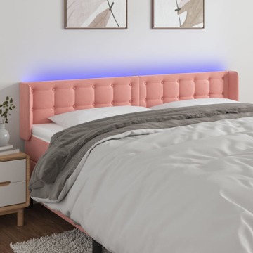 Cabeceira de Cama C/ Luzes LED Veludo 183x16x78/88 cm Rosa