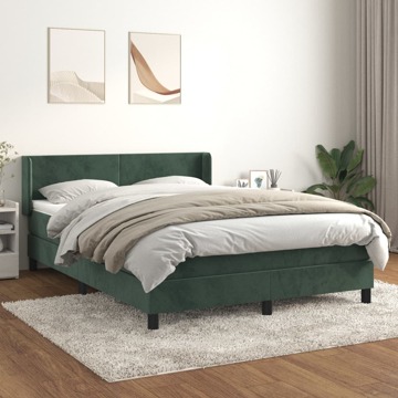 Cama com Molas/colchão 140x190 cm Veludo Verde-escuro