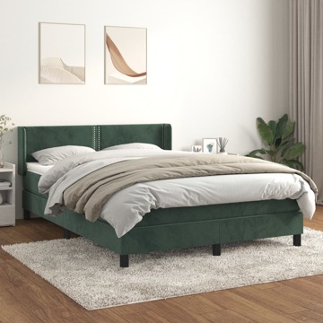 Cama com Molas/colchão 140x190 cm Veludo Verde-escuro