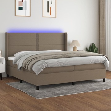 Cama Box Spring Colchão/led 200x200cm Tecido Cinza-acastanhado