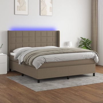 Cama Box Spring Colchão/led 160x200 cm Tecido Cinza-acastanhado