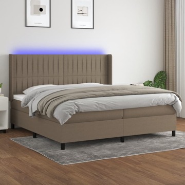 Cama Box Spring Colchão/led 200x200cm Tecido Cinza-acastanhado