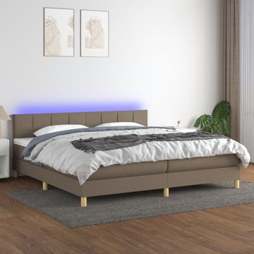 Cama Box Spring Colchão/led 200x200cm Tecido Cinza-acastanhado