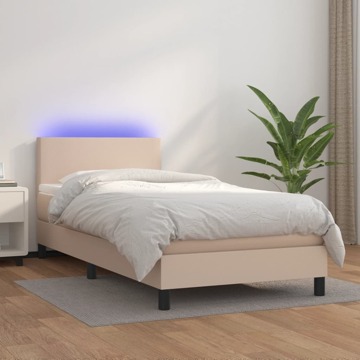 Cama Box Spring C/colchão/led 100x200cm Couro Artif. Cappuccino