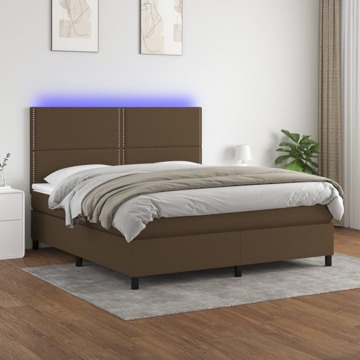 Cama Box Spring C/ Colchão/led 160x200cm Tecido Castanho-escuro