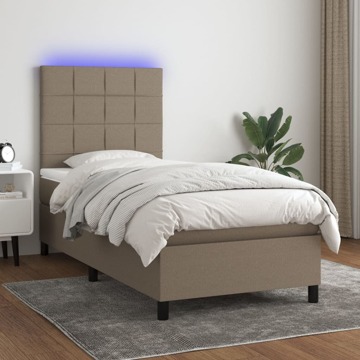 Cama Box Spring + Colchão/led 90x190cm Tecido Cinza-acastanhado