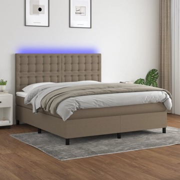 Cama Box Spring Colchão/led 160x200 cm Tecido Cinza-acastanhado