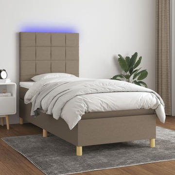 Cama Box Spring + Colchão/led 90x190cm Tecido Cinza-acastanhado