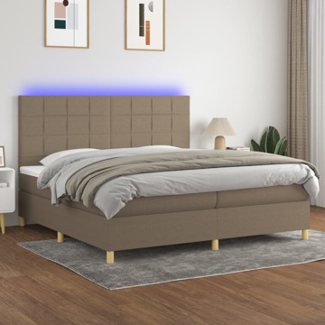 Cama Box Spring Colchão/led 200x200cm Tecido Cinza-acastanhado