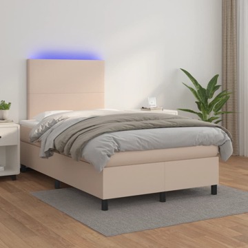 Cama Box Spring C/colchão/led 120x200cm Couro Artif. Cappuccino