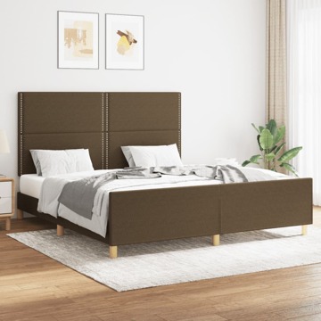 Estrutura de Cama 160x200 cm Tecido Castanho-escuro