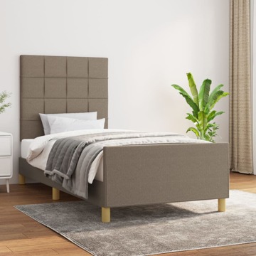 Estrutura Cama Cabeceira 90x190 cm Tecido Castanho-acinzentado