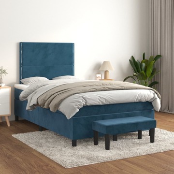 Cama Boxspring com Colchão 120x200 cm Veludo Azul-escuro