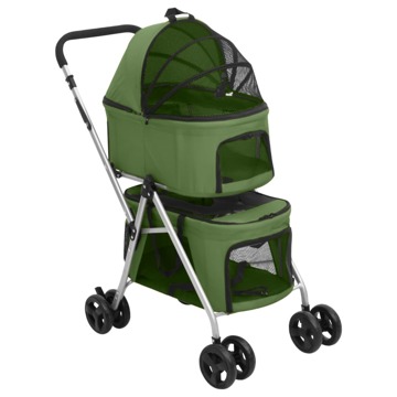 Carrinho Dobrável Cães 2 Níveis 83x48x97 cm Tecido Oxford Verde