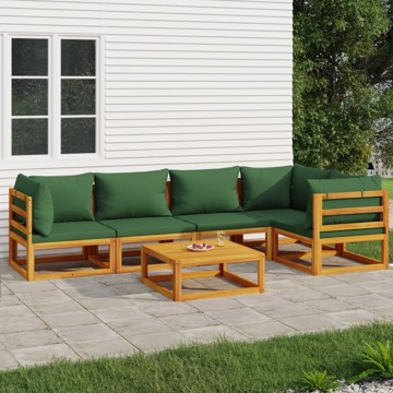 Conjunto Lounge Jardim Madeira C/almofadões Verdes 6 pcs