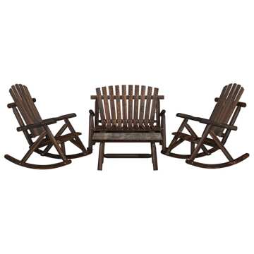 Conjunto Lounge de Jardim Madeira de Abeto Maciça 4 pcs