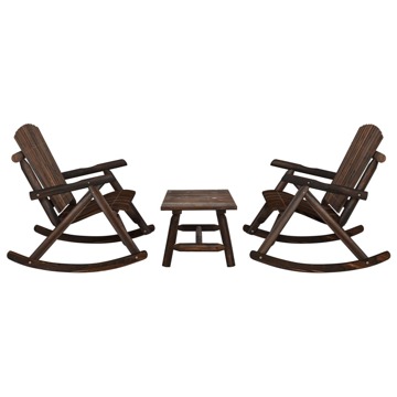 Conjunto Lounge de Jardim Madeira de Abeto Maciça 3 pcs