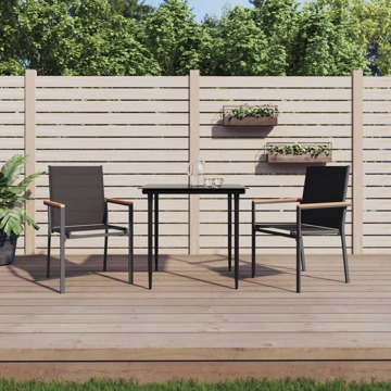 Conjunto de Jantar para Jardim Textilene e Aço Preto 3 pcs